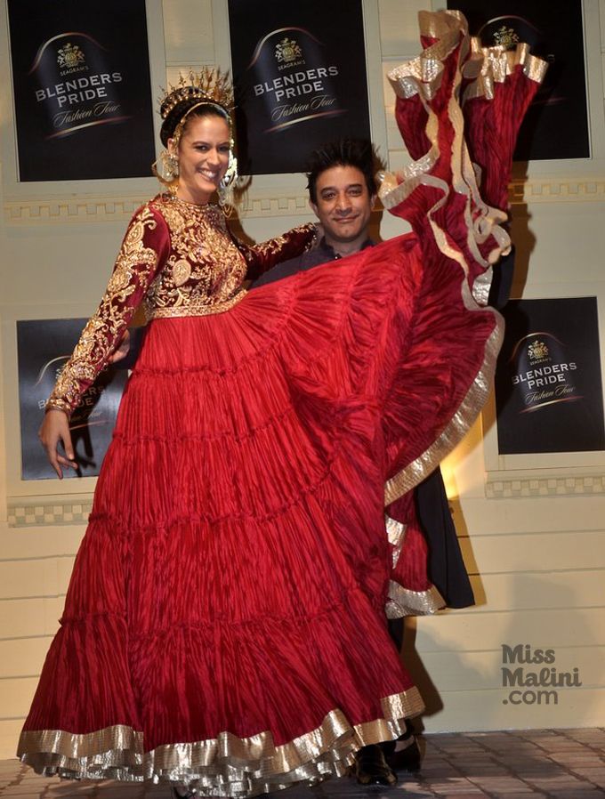 Suneet Varma and his muse at the Blenders Pride Fashion Tour 2014 Preview