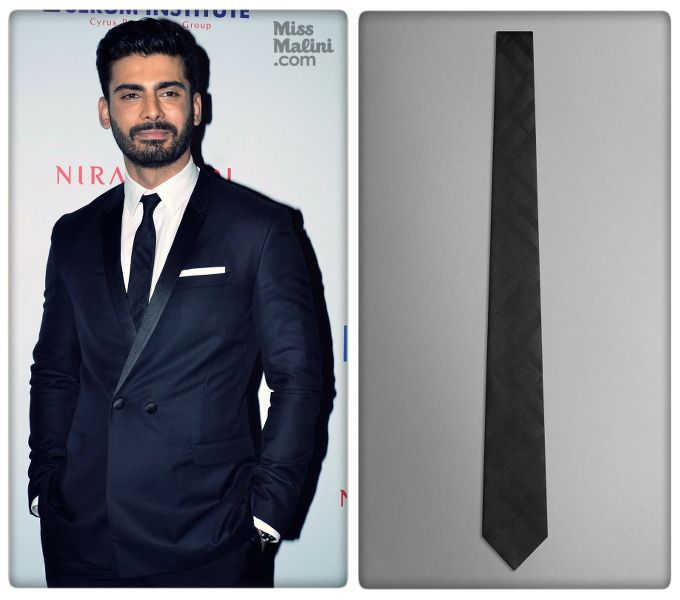 Fawad Khan in Burberry London Black Tonal Silk Tie at the 2014 HELLLO! Hall of Fame Awards