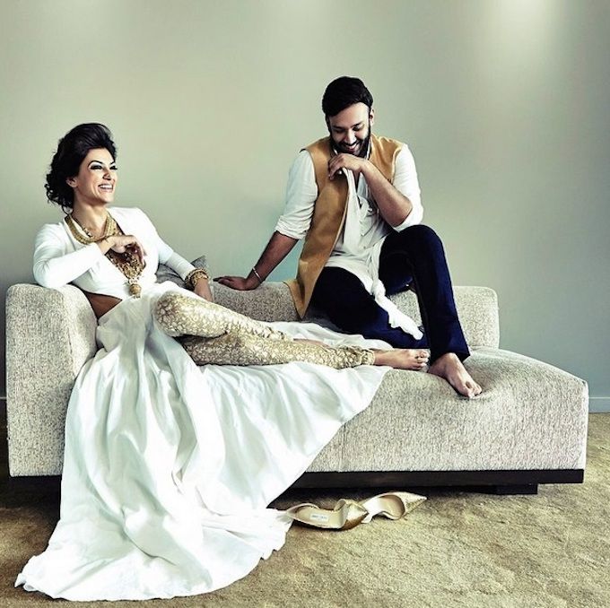 Nikhil Thampi with Susmita Sen for Harper's Bazaar Bride