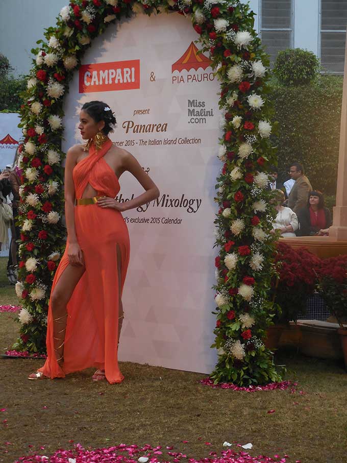 A model wearing Pia Pauro at the Campari Calendar Launch