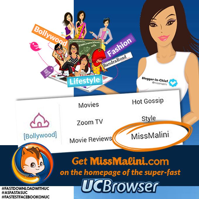 MissMalini on the UC Browser