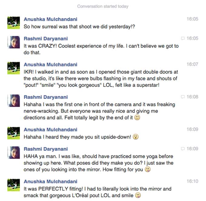 Rashmi & Anushka's L'Oréal Shoot Chat