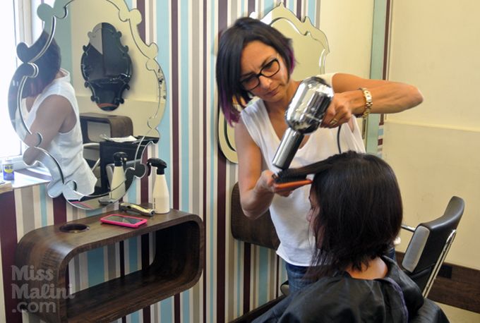 A blow-dry to smoothen the lines.