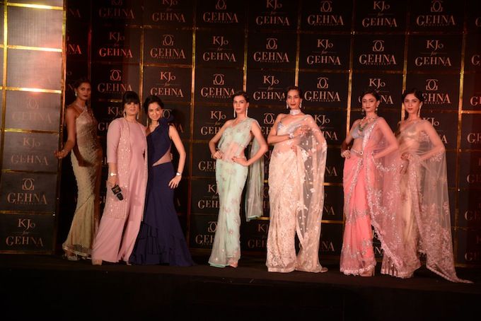 Neeta Lulla and Kiran Datwani with models showing KJO for Gehna