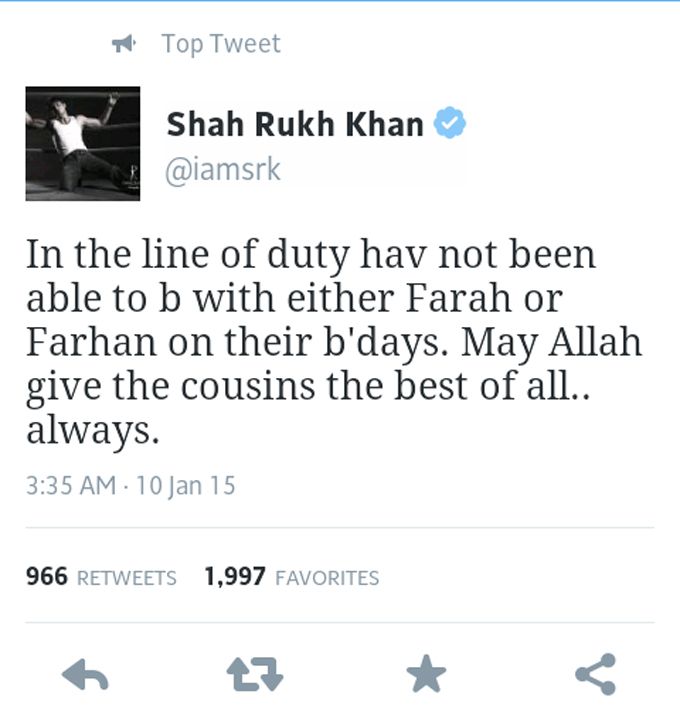 Shah Rukh Khan tweet (@iamsrk Twitter)
