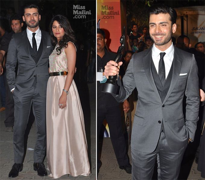 Fawad Khan with wife Sadaf at the 60th Britannia Filmfare Awards (Photo courtesy | Viral Bhayani)