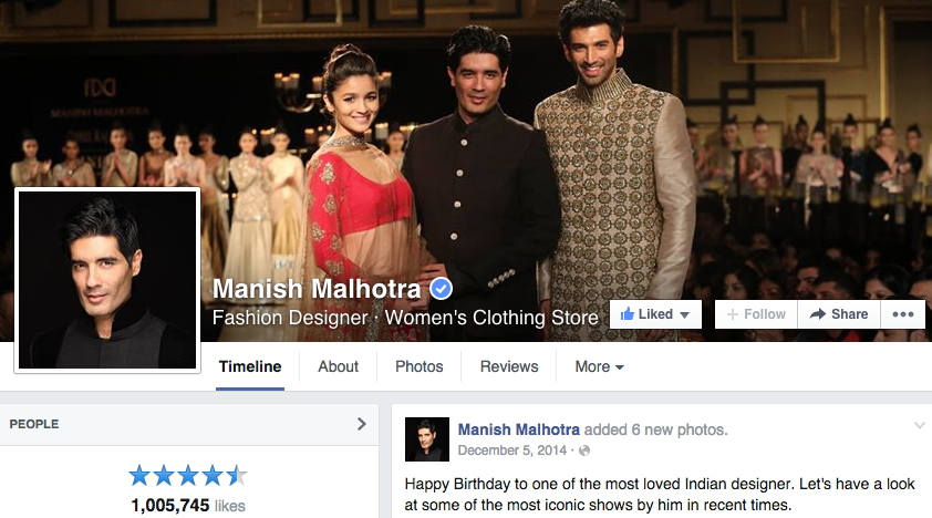 Manish Malhotra Crosses 1 Million Fans On Facebook!