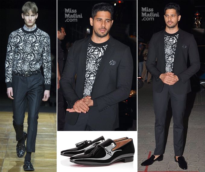 Sidharth Malhotra in Dior Homme A/W’14 and Christian Louboutin at the 60th Britannia Filmfare Awards (Photo courtesy | L’Uomo Vogue/Christian Louboutin/Viral Bhayani)