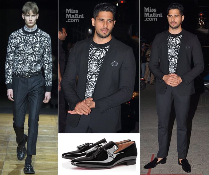 sidharth malhotra in louboutin louis junior spikes orlato for marjaavaan  promotions