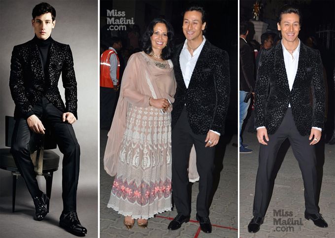 Tiger Shroff (with mum, Ayesha Shroff) in Tom Ford A/W’14 at the 60th Britannia Filmfare Awards (Photo courtesy | Tom Ford/Viral Bhayani)