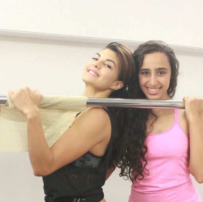 Jacqueline with her fitness instructor Namrata