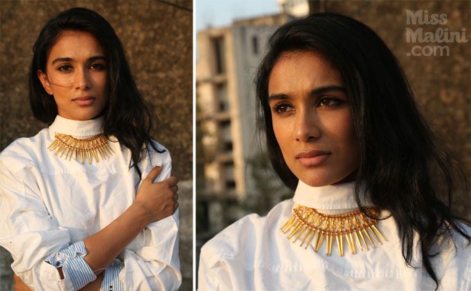 On Nityaami: 22k gold tribal neck-piece sourced by Jay Sagar