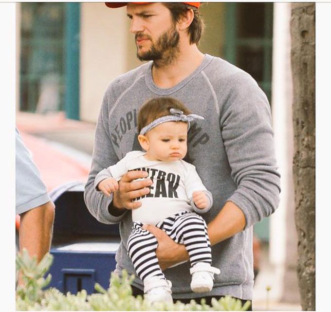 First Photos: Ashton Kutcher And Mila Kunis’ Daughter Looks More Than Happy To Be Photographed!