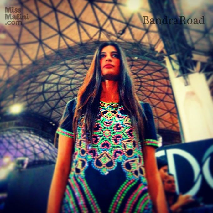 Erika Packard rocks her Manish Arora tee at India Fashion Week.