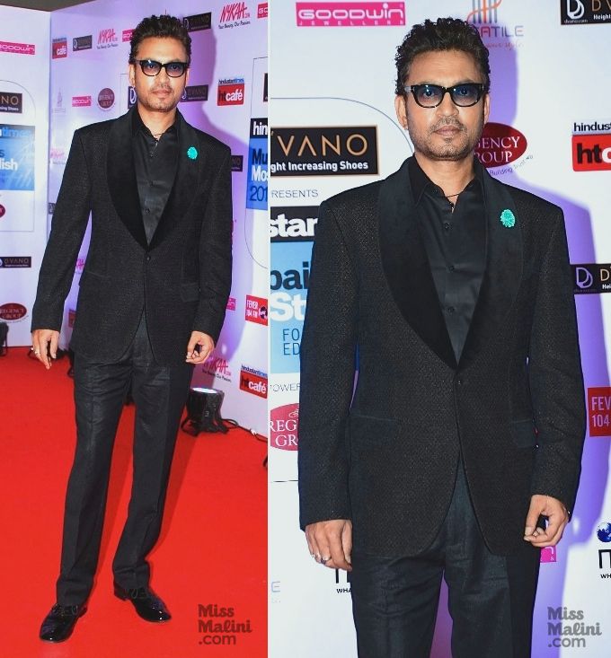Irrfan Khan in Anuj Madaan Couture at the 2015 HT Mumbai’s Most Stylish Awards (Photo courtesy | Viral Bhayani)