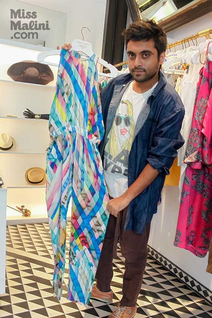 MissMalini's Head Stylist, Marv checks out Turquoise & Gold's summer '15 collection at their store.