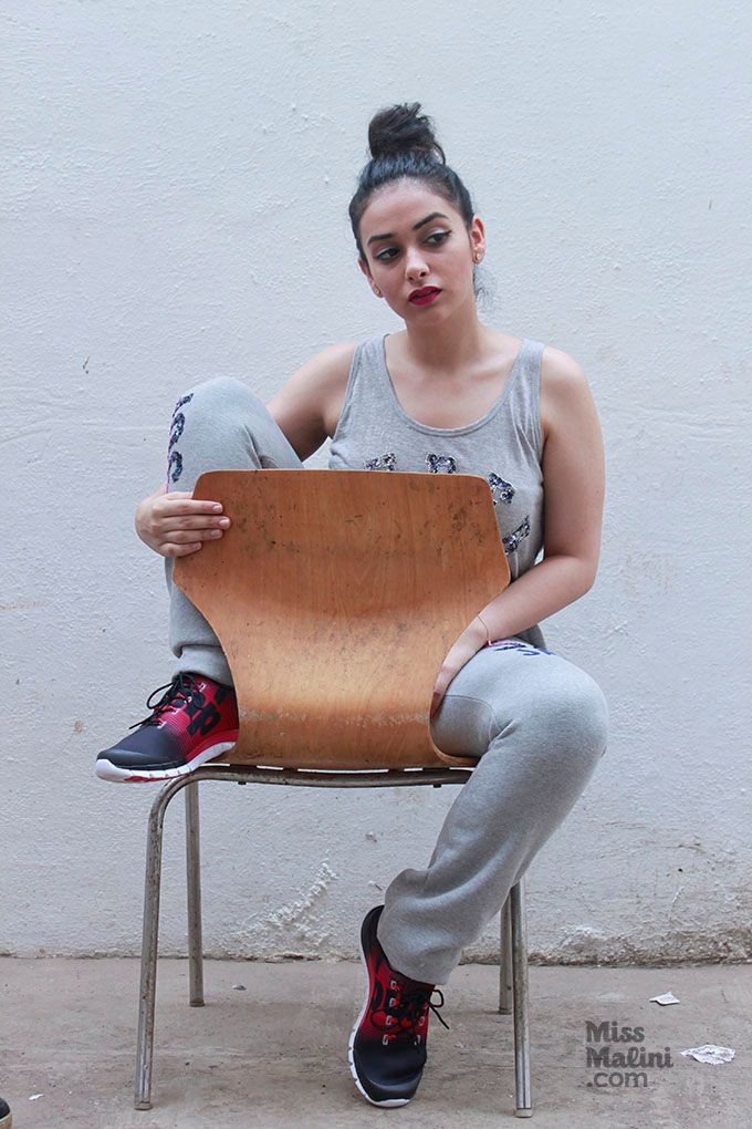 Natasha sports a cool sporty look in a pair of Reebok ZPump Fusion shoes