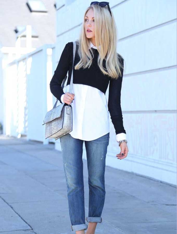 Work appropriate crop tops when worn over a crisp white shirt. Pic: societyofchic.blogspot.com