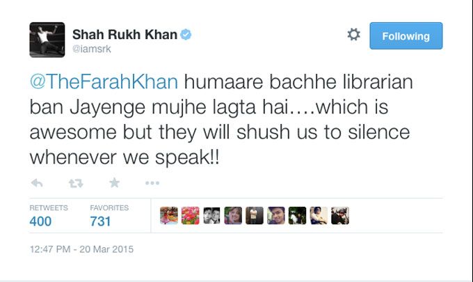 Aww! Farah Khan And Shah Rukh Khan Had The Cutest Conversation About Their Kids On Twitter!
