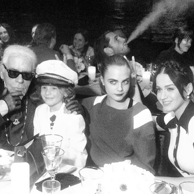 Karl Lagerfeld, Cara Delevingne and Katy Perry (Source: Instagram/@caradelevingne)