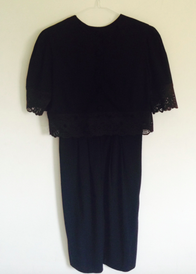 Lace-me-up black lace crop dress