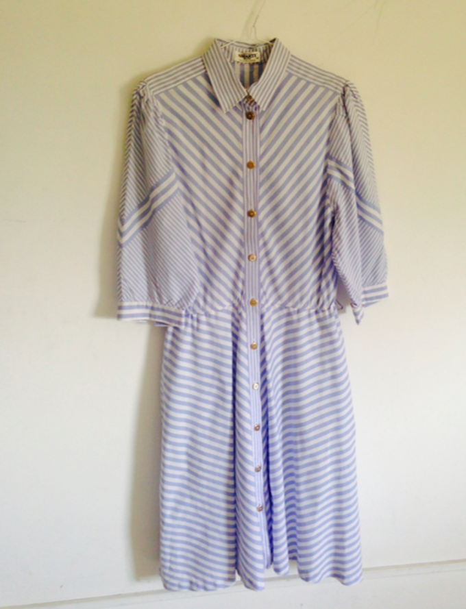 Button-down striped blue vintage dress