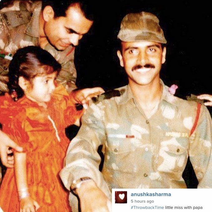 How Cute! Check Out This Vintage Photo Of Anushka Sharma &#038; Her Dad In Uniform!