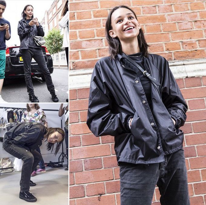 A model dressed in a black on black look on the streets of New York. (Pic: @nextmodels on Instagram)