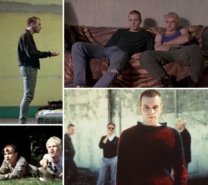 Trainspotting's skinny jeans and grunge look feed into the rock punk vibe in the 90s