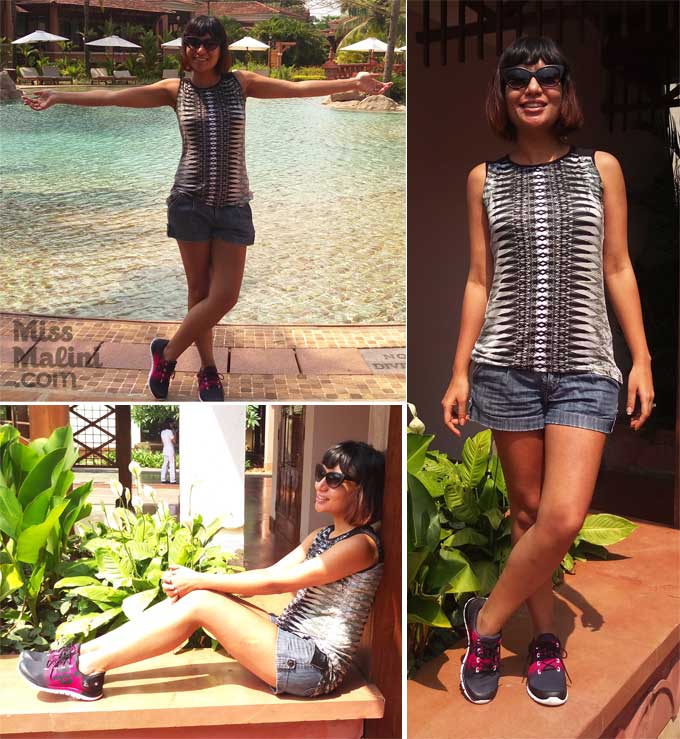 MissMalini in her Reebok ZPump Fusion shoes in Goa.