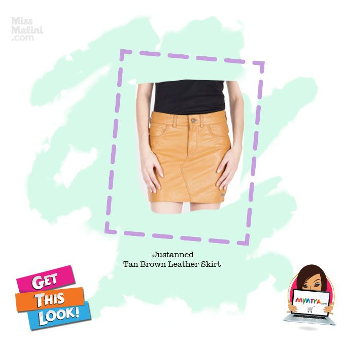 Justanned tan brown leather skirt