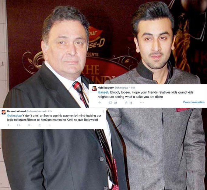 Rishi Kapoor Had A Crazy Anger Outrage After Two Men Abused Ranbir Kapoor On Twitter!