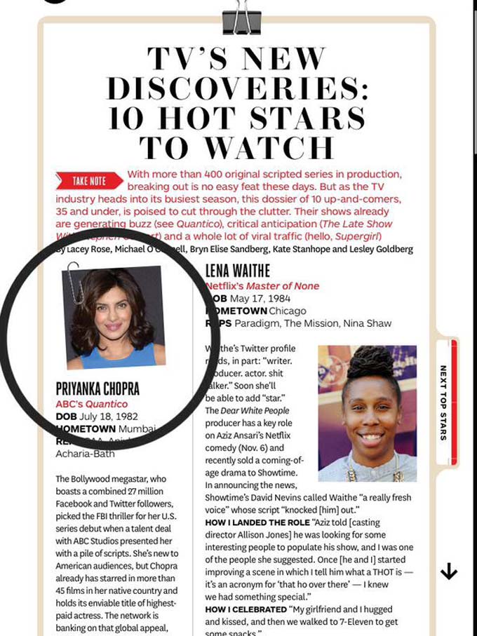 The Hollywood Reporter Ranks Priyanka Chopra As The Top Actor To Watch Out For On TV This Year!