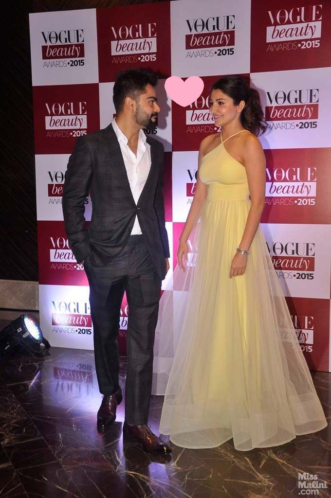 Anushka Sharma &#038; Virat Kohli Look Like Sexbombs On The Red Carpet Of The Vogue Beauty Awards 2015!