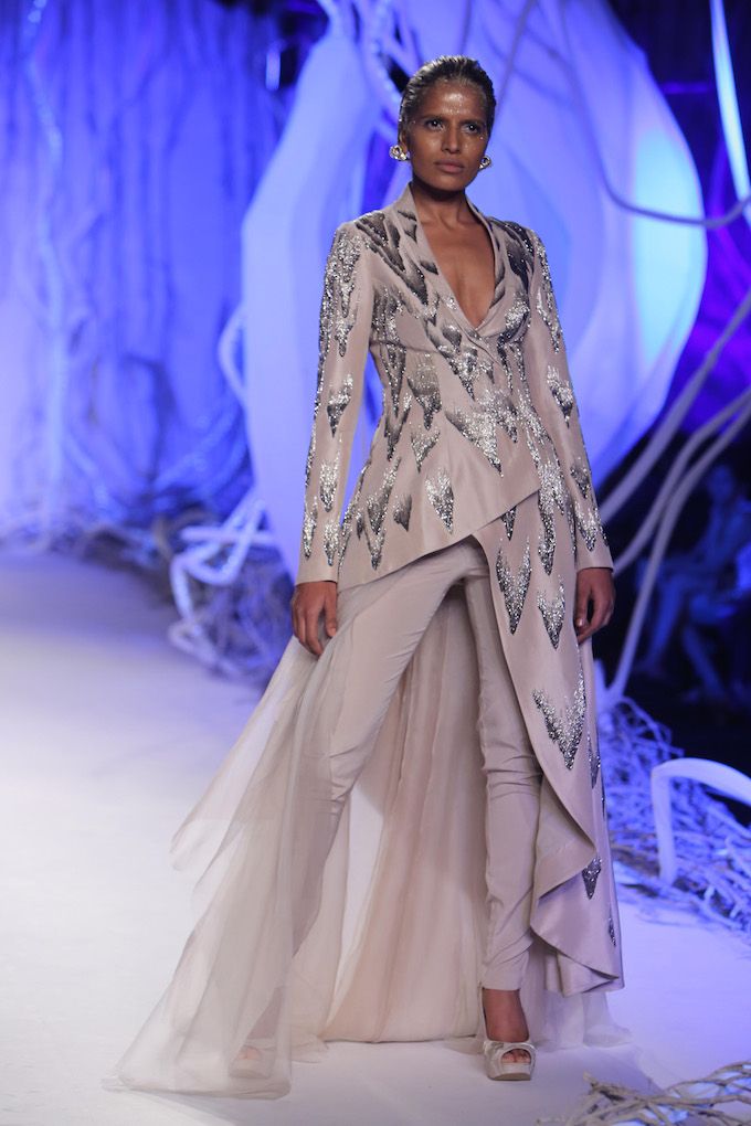 Gaurav Gupta Couture 2015 - Water-silt embroidered a-symmetrical jacket
