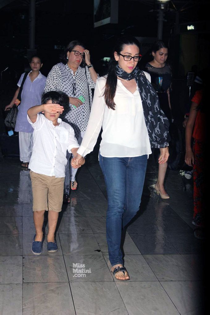 What! Karisma Kapoor's son Kiaan felt awkward as he was clicked at the  airport, have a look at the video