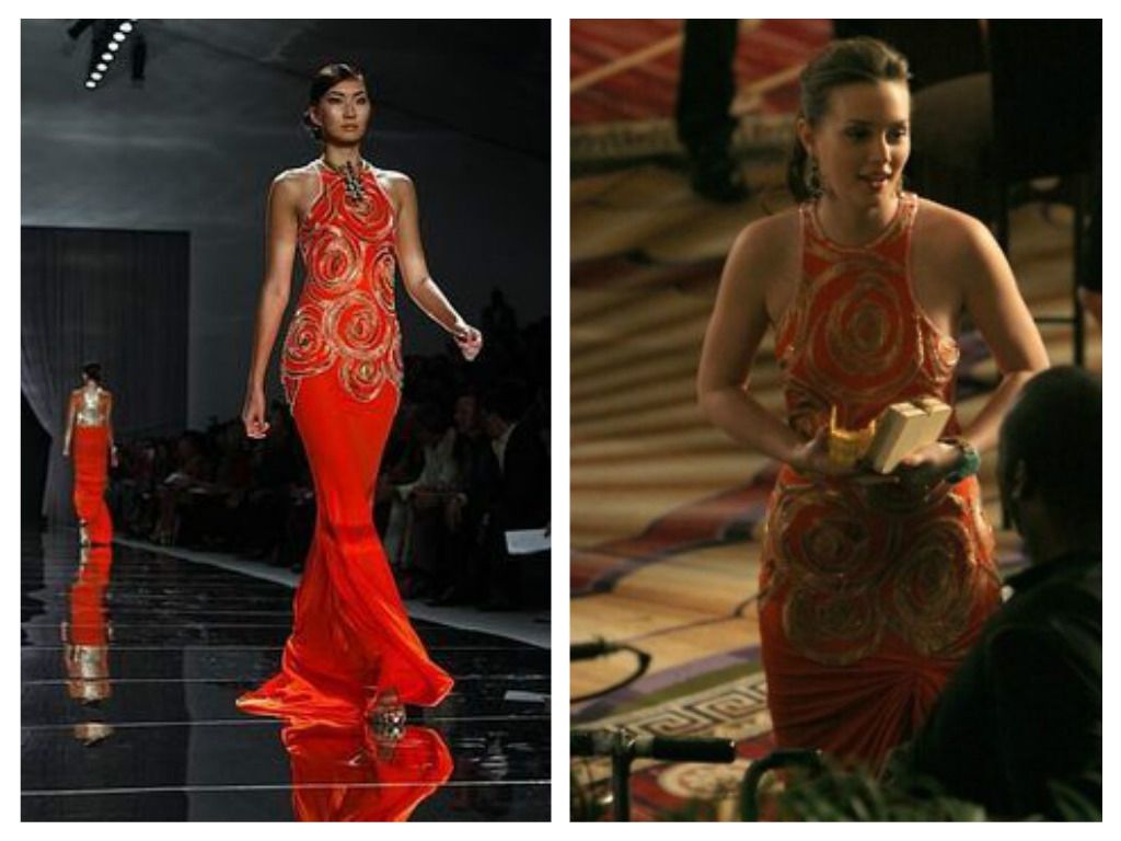 Naeem Khan Spring 2012 Orange Gown With Gold Embroidery