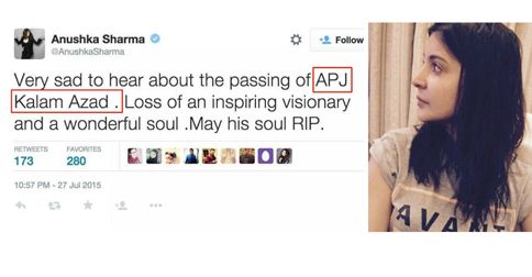 Anushka Sharma Apologizes For Getting APJ Abdul Kalam’s Name Wrong On Twitter!