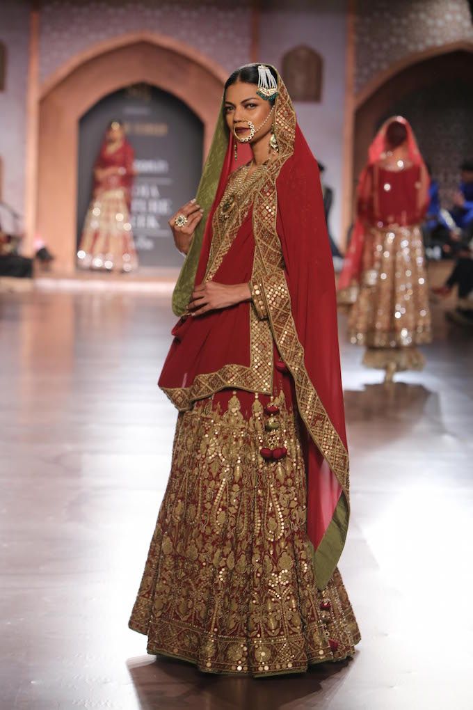 Reynu Tandon Couture 2015 Collection - Cardinal Red Mirror Work Anarkali Suit