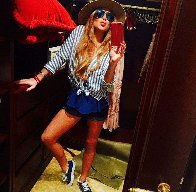 #BrWishlist: Daddy's old shirts (Pic: @lindsaylohan on Instagram)