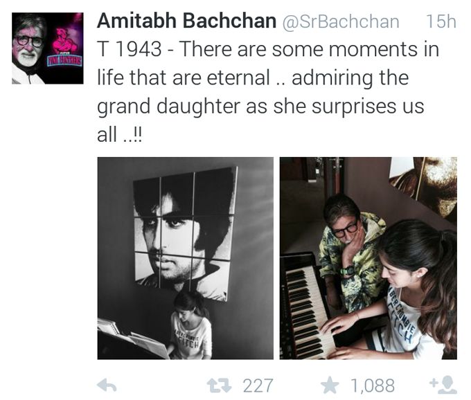 Amitabh Bachchan with his granddaughter Navya | Source: @SrBachchan Twitter |
