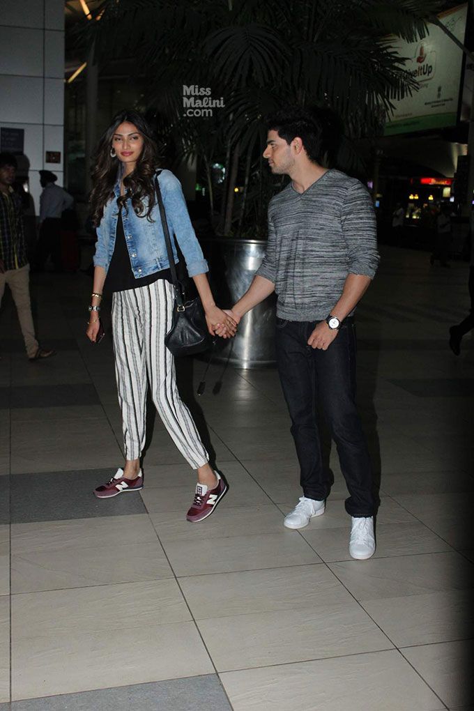 Airport Spotting: Athiya Shetty & Sooraj Pancholi Return To Mumbai Hand-In-Hand