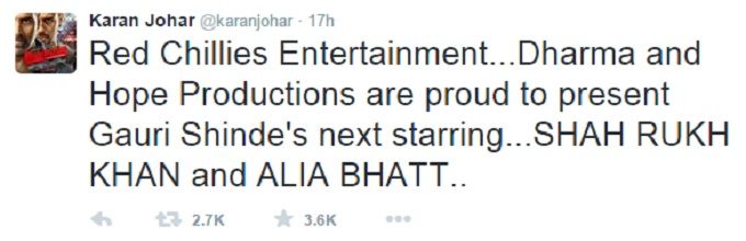 Will Shah Rukh Khan Be Romancing Alia Bhatt In Gauri Shinde’s Next?