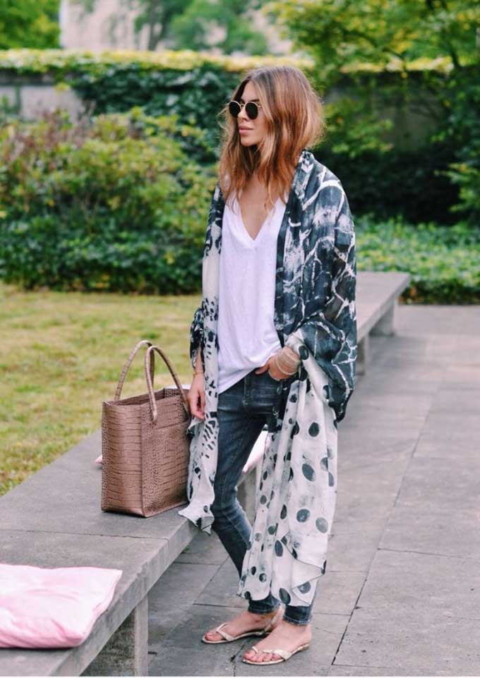 Light printed kimono cover ups are a great layering item of clothing. Pic: atlantic-pacific.blogspot.com