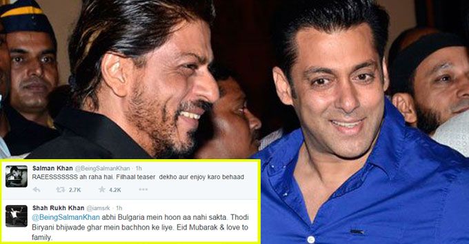 OMG!! Shah Rukh Khan & Salman Khan Are Making Dinner Plans On Twitter & Breaking The Internet!