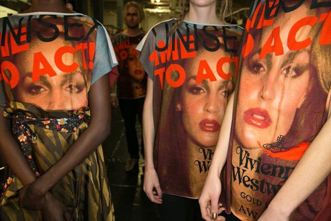 Graphic Vivienne Westwood tees backstage at the Vivienne Westwood show (Pic: Vivienne Westwood's Facebook page)