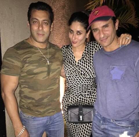 Salman Khan with Kareena Kapoor and Saif Ali Khan | Source: Instagram |