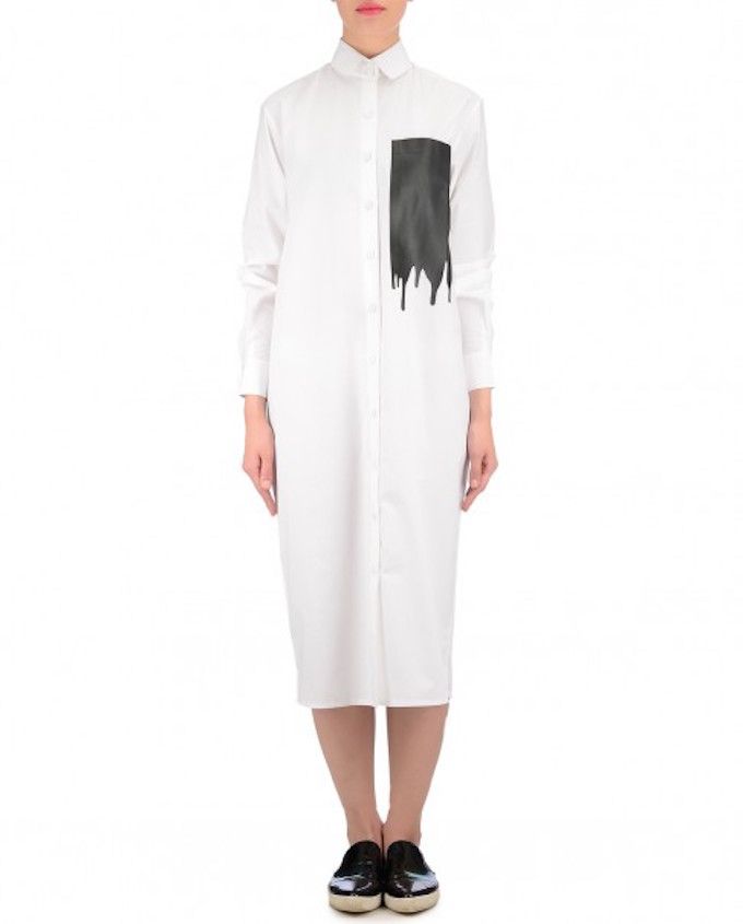 HUEMN Porcelain White Shirt Dress