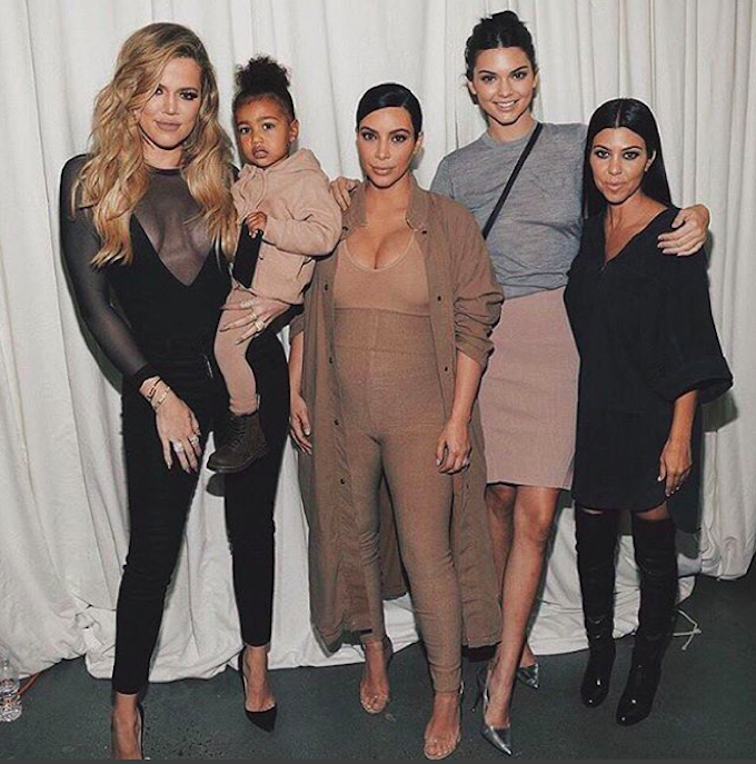 Khloe, North, Kim, Kendall, & Kourtney at Kanye's Show (Instagram | @kimkardashian)