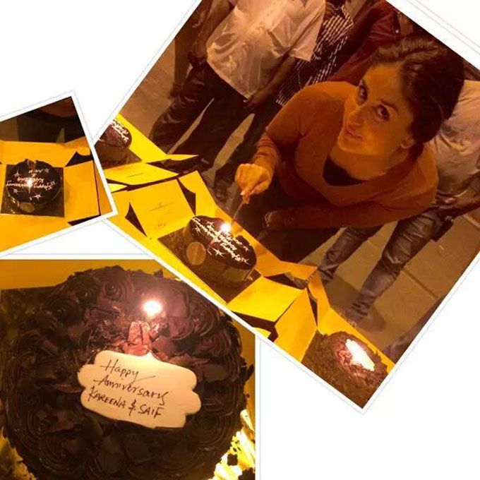 *Photo Alert* Kareena Kapoor Khan Cuts Her 3-Year Wedding Anniversary Cake